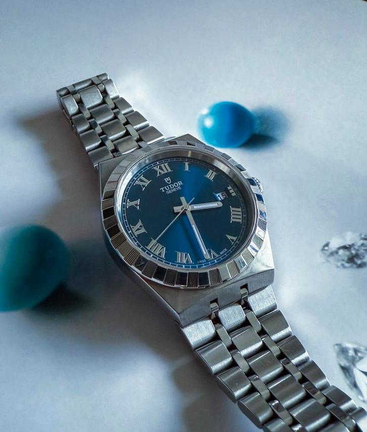 Tudor Royal 38 - Full set, Sieraden, Tassen en Uiterlijk, Horloges | Heren, Gebruikt, Polshorloge, Overige merken, Staal, Staal