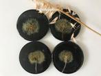 Prachtige onderzetters zwart Paardenbloem cadeau Epoxy Art, Ophalen, Nieuw, Glas of Kopje