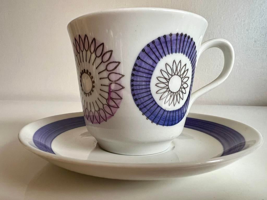 Rörstrand VDN Viola Grote Theekop en Schotel Porselein, Ophalen of Verzenden