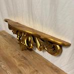 Brocante houten console - 90 cm – goud - bij TTM Wonen, Huis en Inrichting, Woonaccessoires | Wandplanken en Boekenplanken, TTM Wonen, Meubels – (Perzische) Tapijten en Woonaccessoires