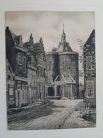 Ets van Eugène Rensburg van kerk/dorpsgezicht Enkhuizen, Antiek en Kunst, Kunst | Etsen en Gravures, Ophalen of Verzenden