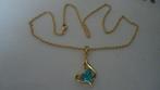 Nieuw 14 k goud vergulde ketting met hanger blauwe steen, Nieuw, Ophalen of Verzenden, Goud, Overige materialen