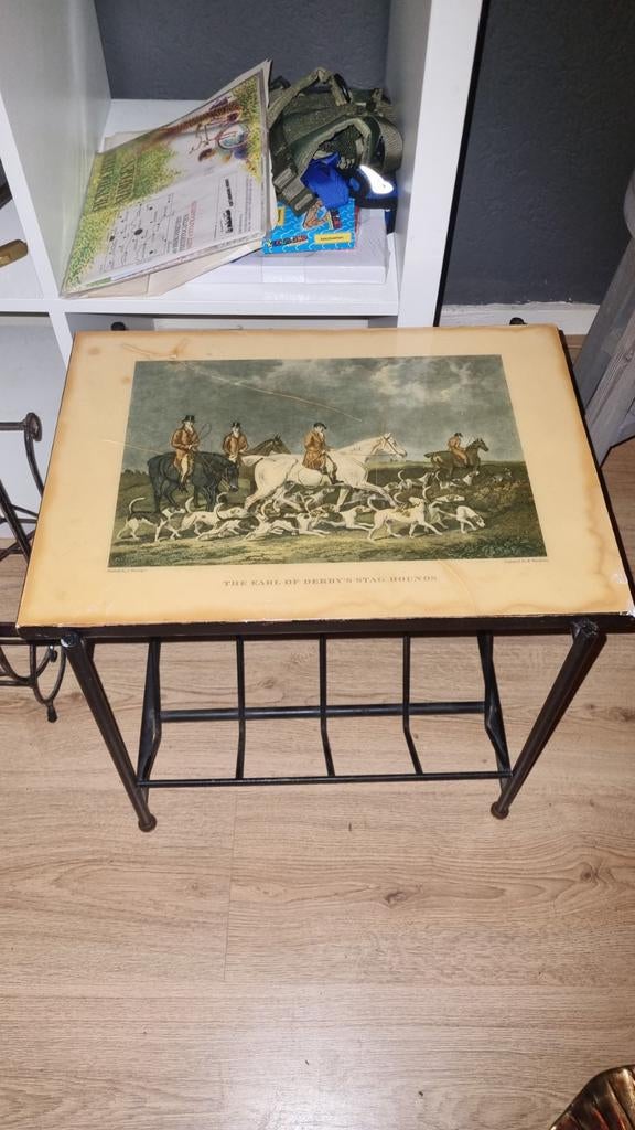 Bijzet tafel met jachtprint, Ophalen of Verzenden