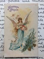 Heureuses Pâques - Engel met lang haar en lam, Ophalen of Verzenden, Voor 1920, Gelopen, Feest(dag)