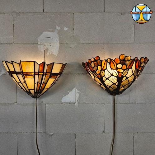 2 vintage Tiffany wandlampen (glas in lood) Perfecte staat, Huis en Inrichting, Lampen | Wandlampen, Zo goed als nieuw, Glas, Ophalen of Verzenden
