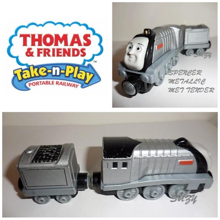 Thomas de Trein Take n Play, Spencer Metallic met Tender, Kinderen en Baby's, Speelgoed | Thomas de Trein, Gebruikt, Ophalen of Verzenden