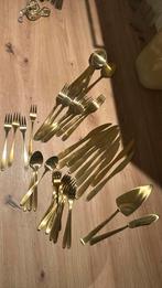 Gouden bestek goud bekstekset, Huis en Inrichting, Ophalen of Verzenden, Zo goed als nieuw, Rvs of Chroom