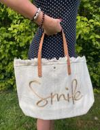 Zomerse stevige tas, leren handvat, Ophalen of Verzenden, Nieuw, Handtas