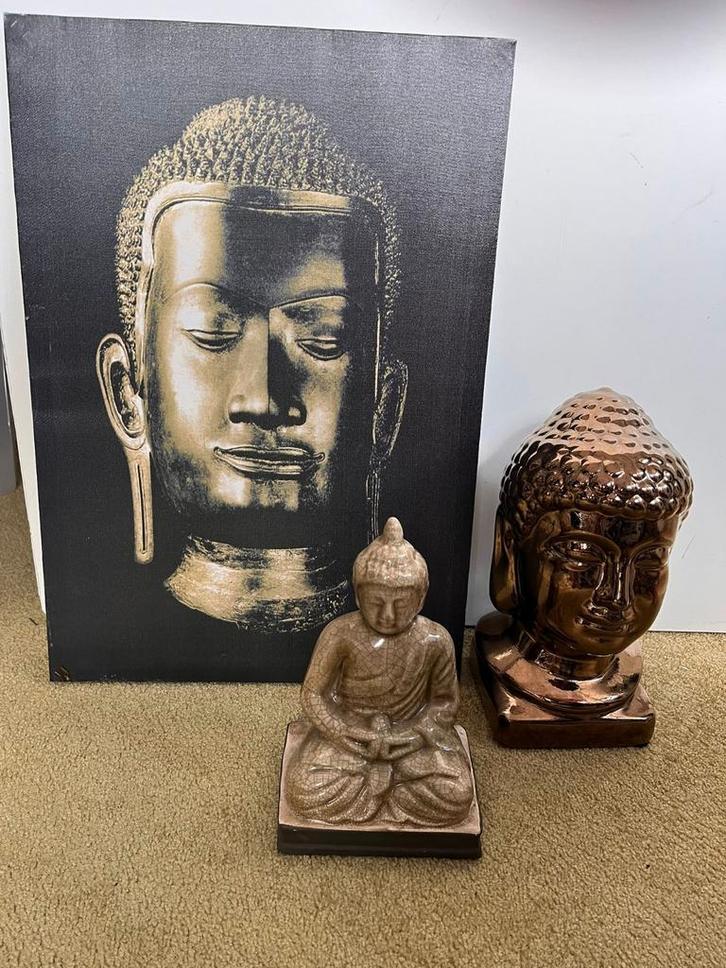 Boeddha Decoratie Set - Canvas, Beeldjes, Huis en Inrichting, Woonaccessoires | Boeddhabeelden, Zo goed als nieuw, Ophalen of Verzenden