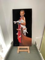 Schilderij op doek / stof. Afrikaans thema. Jongen met geit., Ophalen