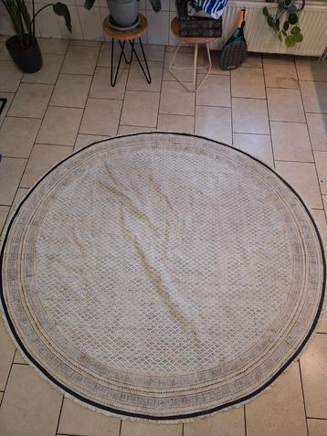 Rond vloerkleed 200cm - Beige, Zwart, Okergeel beschikbaar voor biedingen