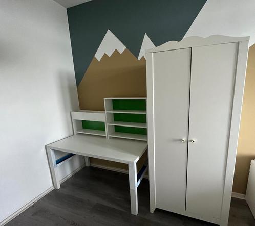 Bureau + kastjes + kledingkast, Huis en Inrichting, Slaapkamer | Complete slaapkamers, Zo goed als nieuw, Eenpersoons, Ophalen