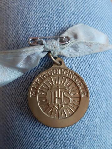 Medaille Maria congregatie JHS verguld beschikbaar voor biedingen