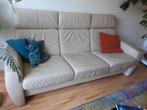 Beige leren bank,merk Begana., Huis en Inrichting, Banken | Bankstellen, Ophalen, Gebruikt, Driepersoons, Leer