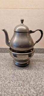 Tinnen theepot met waxine warmhoudplaat, Antiek en Kunst, Ophalen of Verzenden