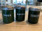 Drie leuke emaille blikken, Verzamelen, Blikken, Verzenden, Gebruikt, Koffie