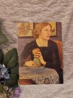 Ansichtkaart. "Vrouw aan tafel- appel en peer in hand"., Huis en Inrichting, Woonaccessoires | Overige, Verzenden, Nieuw