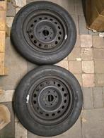 2x 13 inch 4x100 stalen velgen met banden, Ophalen, Gebruikt