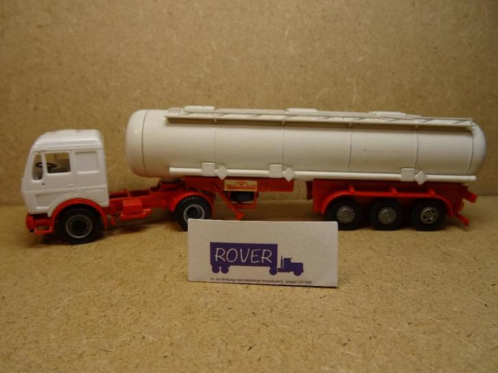 HERPA 1:87, MERCEDES SK + Tank-Oplegger Neutraal, Zie Foto`s, Hobby en Vrije tijd, Modelauto's | 1:87, Zo goed als nieuw, Bus of Vrachtwagen