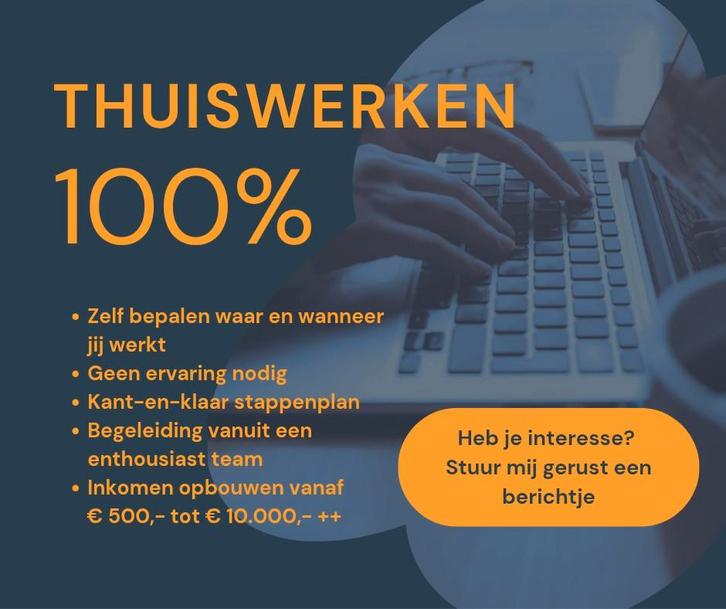 Thuiswerken 100%, Vacatures, Vacatures | Thuiswerk, Overige niveaus, Starter, Overige vormen, Variabele uren