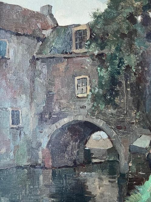 Jan Knikker, ingelijst gezicht op een brughuis, Antiek en Kunst, Kunst | Schilderijen | Klassiek, Ophalen