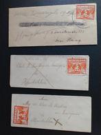 3 kleine oude envelopjes met frankering vliegende duif, Verzenden, Envelop