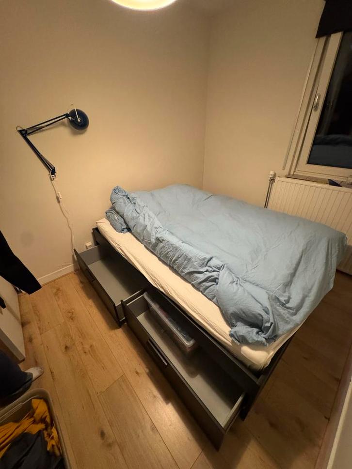 Ikea Brimnes bed 160x200, Huis en Inrichting, Slaapkamer | Bedden, Gebruikt, Eenpersoons, 160 cm, 200 cm, Hout, Zwart, Ophalen