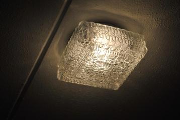Plafondlamp, vierkant, glas, vintage beschikbaar voor biedingen