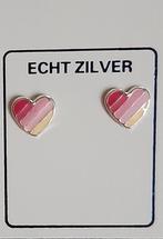 Zilveren hartjes oorknopjes nieuw!, Ophalen of Verzenden, Nieuw, Roze, Oorbellen