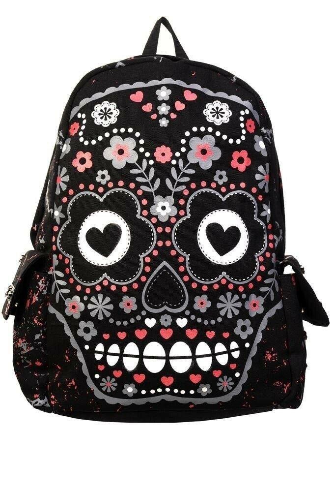 BANNED rugzak | sugarskull, Sieraden, Tassen en Uiterlijk, Tassen | Rugtassen, Zo goed als nieuw, Overige merken, 40 cm of meer