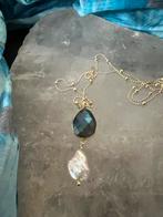 Labradoriet facet parel zoetwater hanger beschermt geluk TIP, Sieraden, Tassen en Uiterlijk, Kettingen, Blauw, Nieuw, Ophalen of Verzenden