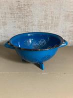 Brocante vintage blauwe emaille vergiet, Frans i.z.g.s., Ophalen of Verzenden