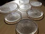 Set vintage Arcoroc spirale glazen borden, Ammonite fossil., Ophalen of Verzenden, Porselein, Bord of Schaal