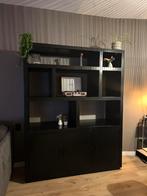 Zwarte vakkenkast mangohout, Huis en Inrichting, Ophalen, Zo goed als nieuw, Minder dan 150 cm, 150 tot 200 cm