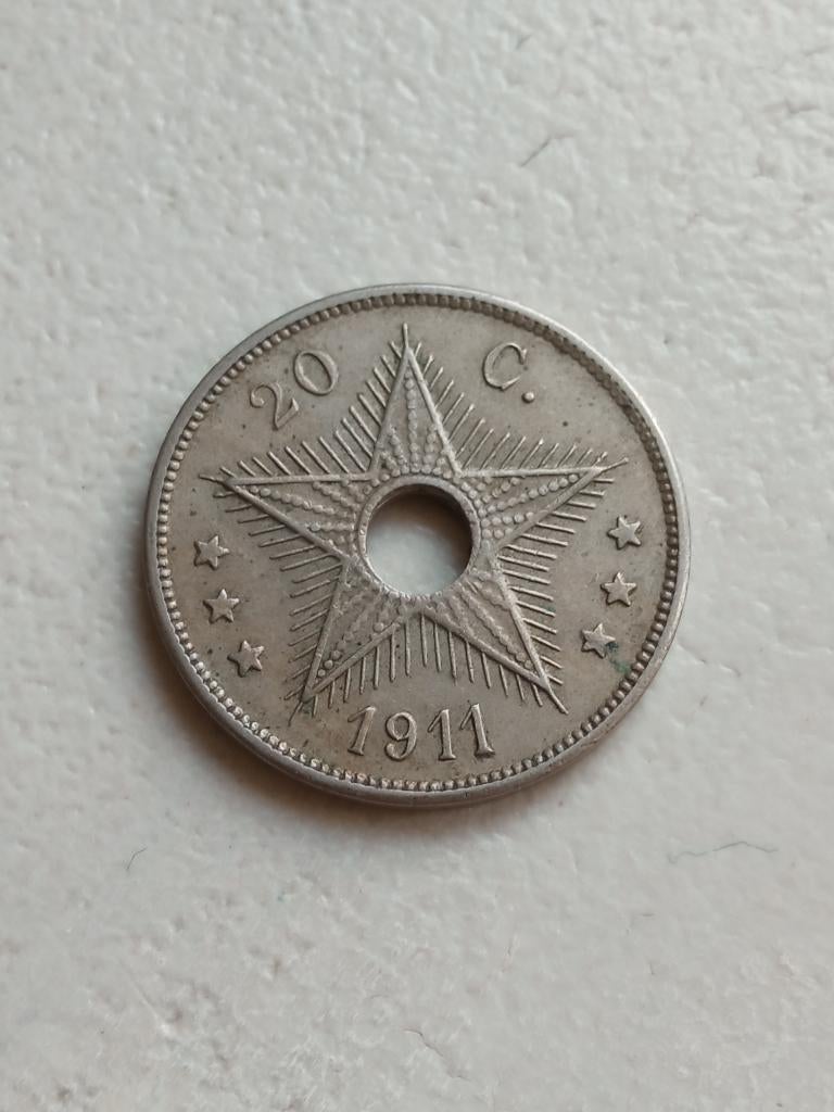 Belgisch Congo 20 centimes 1911, Ophalen of Verzenden, Overige landen, Losse munt
