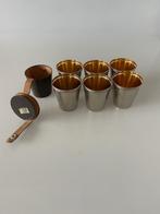 Vintage jagers reis borrel/ shot cupjes 6x in leren etui, Ophalen of Verzenden
