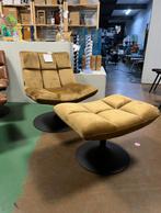 Dutchbone Bar Fauteuil en hocker Goudbruin | Van €958, nu, Dutchbone, Nieuw, 75 tot 100 cm, Ophalen of Verzenden