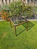 Messing Bijzettafel met Glasplaat 55x55, Ophalen, Minder dan 45 cm, Gebruikt, 55 tot 75 cm