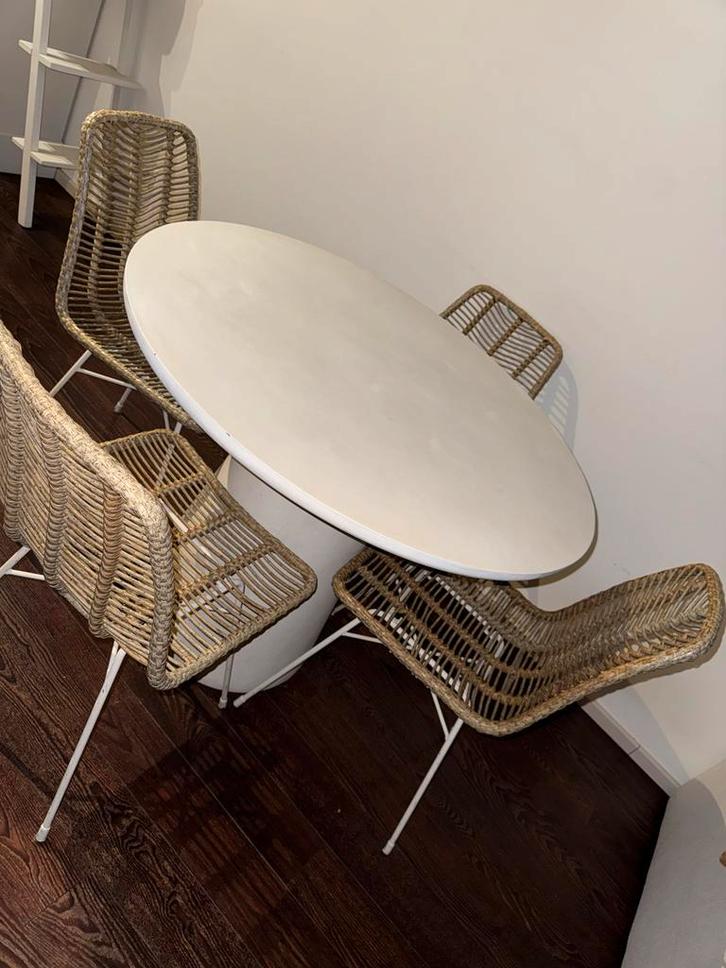 WOOOD Damon Tafel + 5 Stoelen, Huis en Inrichting, Complete eetkamers, Zo goed als nieuw, 4 tot 6 stoelen, Ophalen of Verzenden