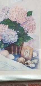 Schilderij / prent met afbeelding van bloemen en schelpen in, Huis en Inrichting, Woonaccessoires | Schilderijen, Tekeningen en Foto's