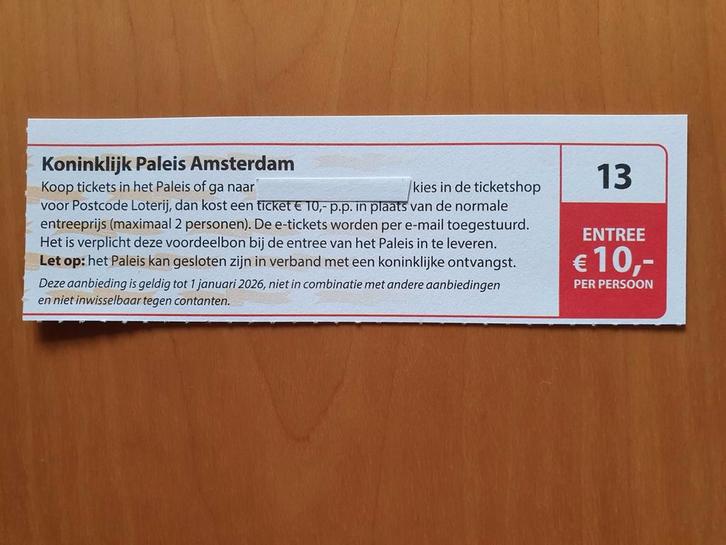 Koninklijk Paleis Amsterdam entree €10,- p.p., Tickets en Kaartjes, Kortingen en Cadeaubonnen, Twee personen, Overige typen, Kortingsbon