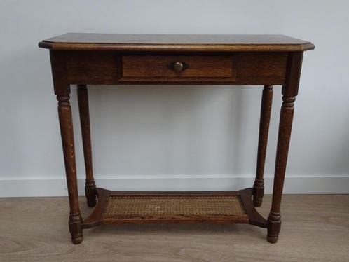 Halmeubel, sidetable, eiken tafeltje met lade,, Antiek en Kunst, Antiek | Meubels | Tafels, Ophalen