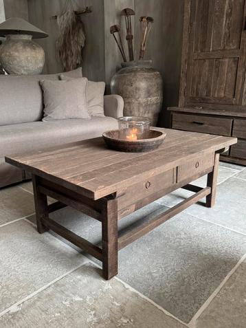 Salontafel met 2 lades Driftwood| Salontafel oud hout beschikbaar voor biedingen