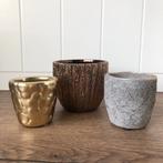 Mini potjes setje goud , grijs , brons, Rond, Ophalen of Verzenden, Zo goed als nieuw, Minder dan 25 cm