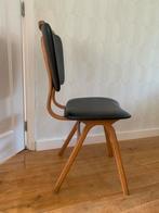 Retro vintage eetkamerstoelen zwart leer, Huis en Inrichting, Stoelen, Ophalen, Zwart, Leer, Zo goed als nieuw