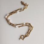 Melano goudkleurige schakel en parel ketting, Verzenden, Goud