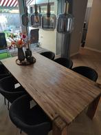 Te koop teak houten tafel, met 6 stoelen ., Ophalen, 200 cm of meer, 50 tot 100 cm, Zo goed als nieuw