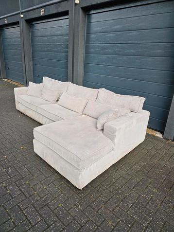 Ribstof Hoekbank - Gratis Bezorging - Rib Licht Grijs  beschikbaar voor biedingen