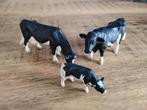 Schleich zwart wit bont, koe, stier, kalf familie., Ophalen of Verzenden, Zo goed als nieuw, Paard, Beeldje of Figuurtje