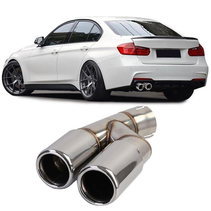 Uitlaat Sierstuk Dubbel Rond Chrome Voor BMW 3 Serie F30 F31, Auto diversen, Tuning en Styling, Verzenden